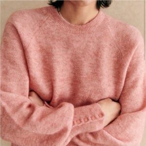Sezane Pink Crew Neck Sweater